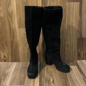 Zodiac Suede Black Over The Knee Vintage Tall Pull On Boots 6